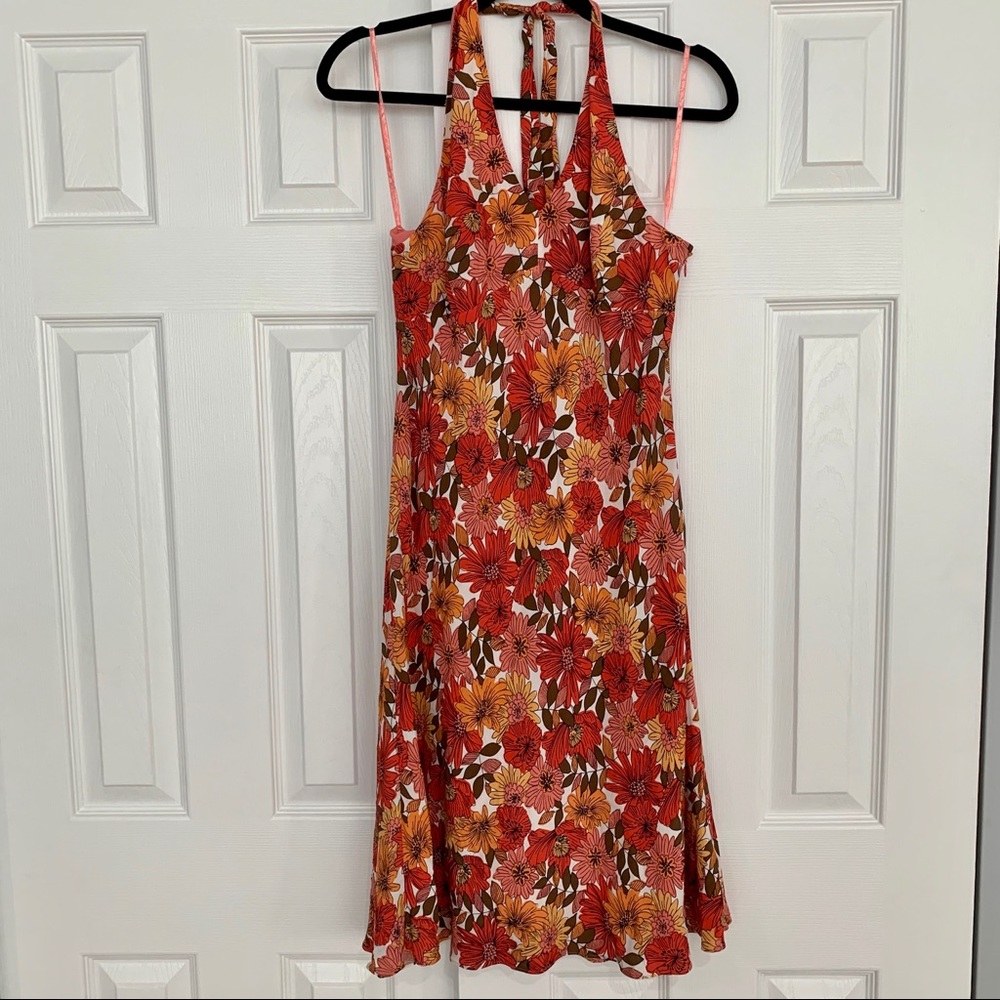 Ann Taylor LOFT Multi Colored Floral Halter Dress